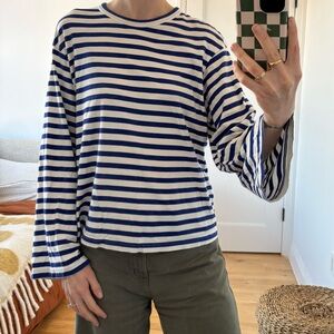 Arket Blue and White Striped Women's Top